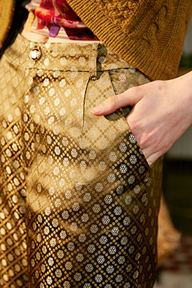 Rimless | Golden Green Jacquard High Waist Pant