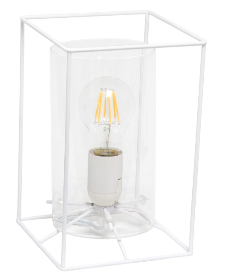 Lalia Home Framed Table Lamp with Cylinder Glass Shade