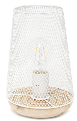 Simple Designs Mesh Cylindrical Steel Table Lamp