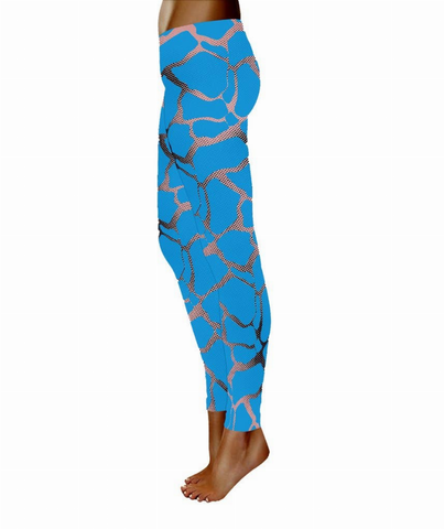 Aqua Blue Giraffe Animal Print Leggings
