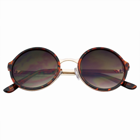 Retro Round Circle Lens Sunglasses Metal Trim