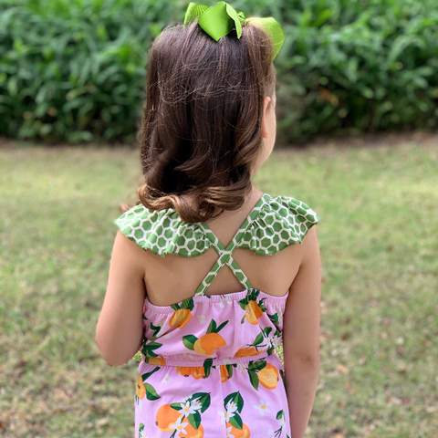 AnnLoren Big Little Girls Pretty as a Peach Capri Jumpsuit One Piece Outfit