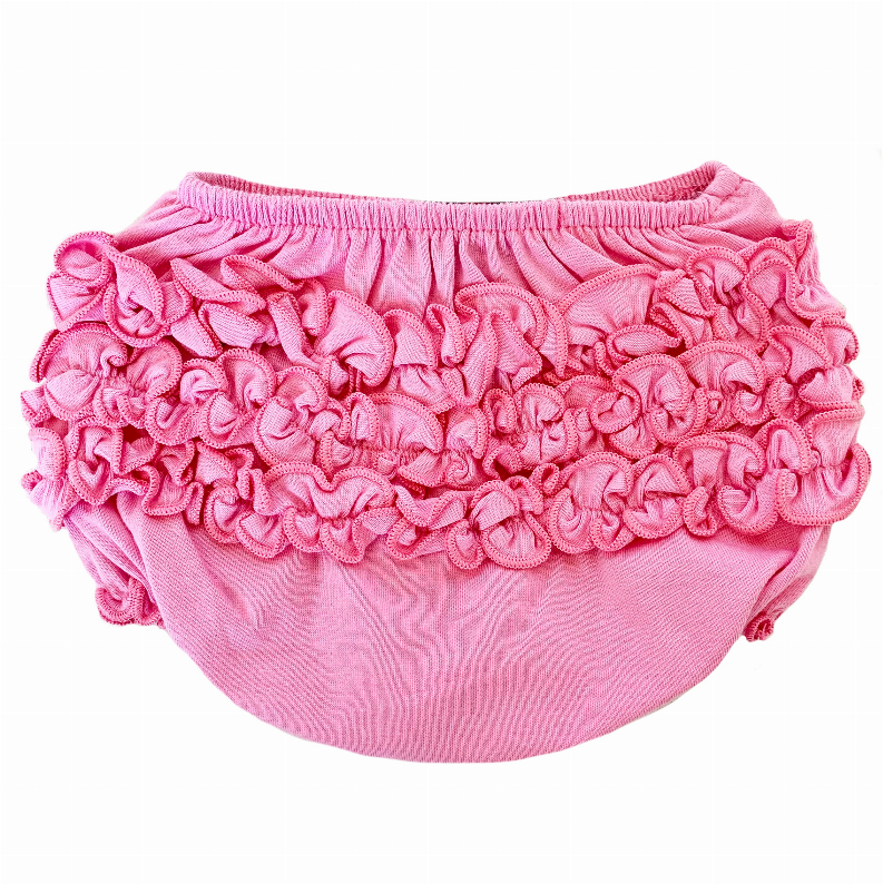 AnnLoren Baby & Toddler Girls Pink Knit Ruffled Butt Bloomer Diaper Cover (3-24 Mo)