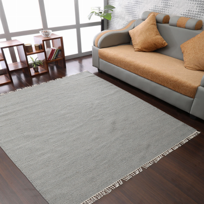 Rugsotic Carpets Hand Woven Flat Weave Kilim Wool Square Area Rug Solid