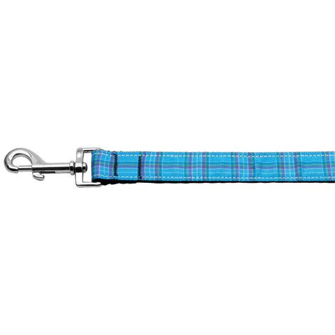 Blue Plaid Nylon Ribbon Dog Leash