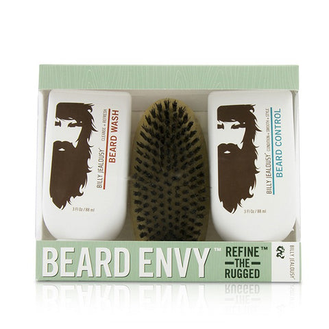 Beard Envy Refine The Rugged Set: Beard Wash 3 Oz & Beard Control 3 Oz & Extra-firm Boar Bristle Brush