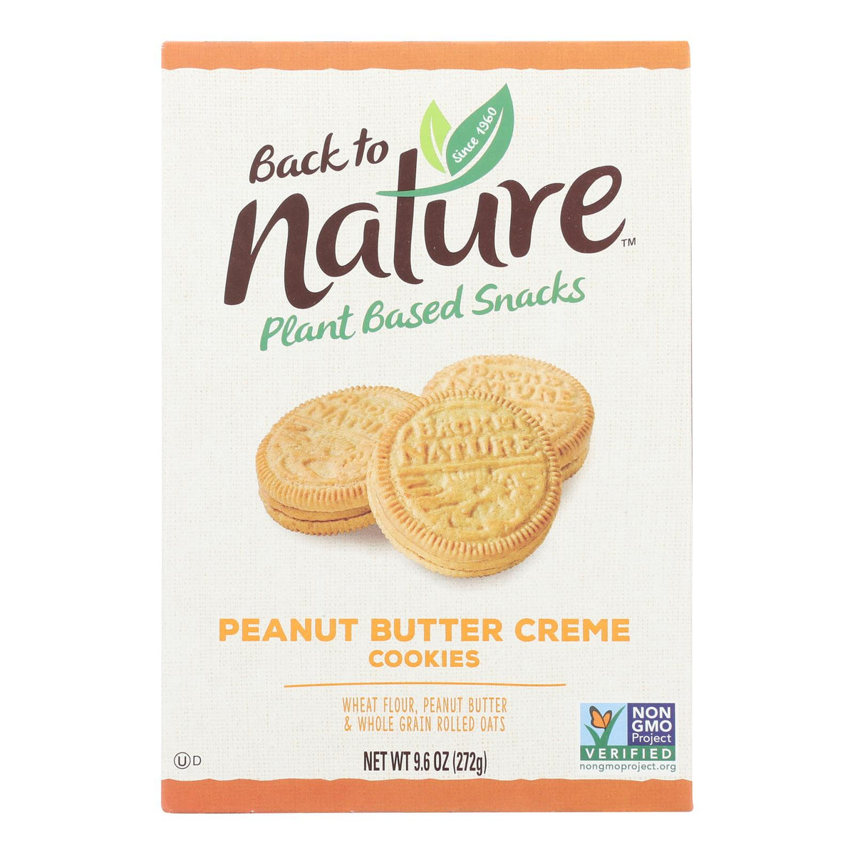 Back To Nature Creme Cookies - Peanut Butter - Case Of 6 - 9.6 Oz.