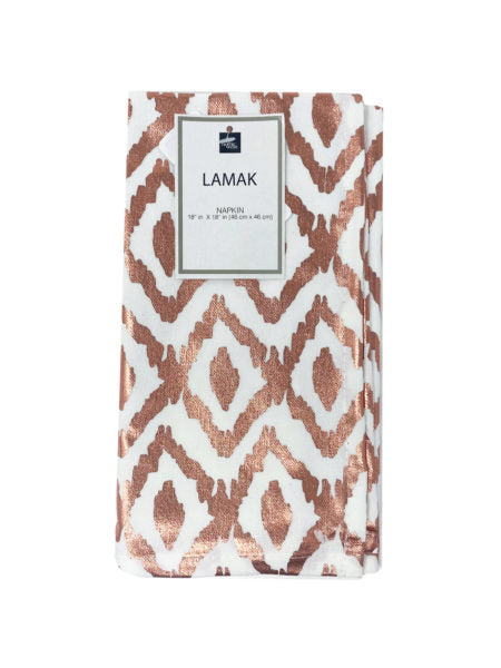 Homewear 18&quot; x 18&quot; White and Rose Gold Metallic Single Napkin (Available in a pack of 24)