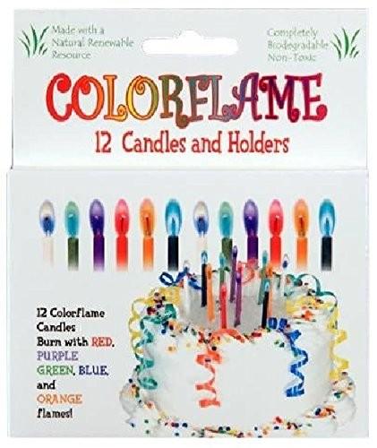 Colorflame Birthday Candles with Colored Flames 12 per Box
