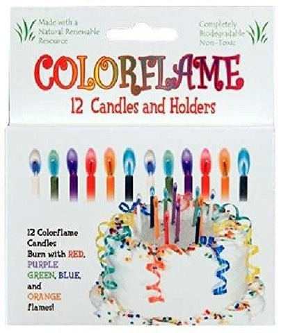 Colorflame Birthday Candles with Colored Flames 12 per Box