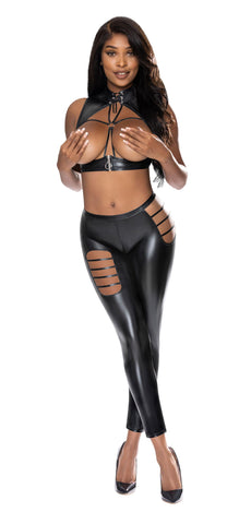 Liquid Onyx Open Vest & Leggings Black
