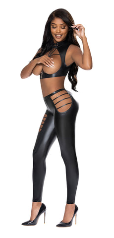 Liquid Onyx Open Vest & Leggings Black