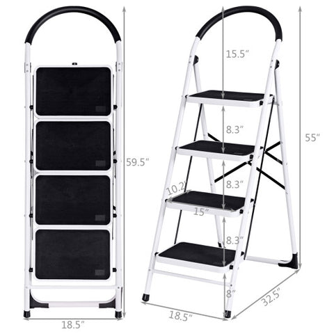 4 Step Folding Ladder with Anti-Slip Pedal Platform 330Lbs Capacity