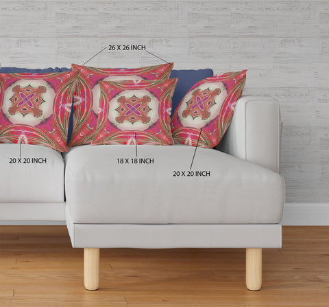 20"x20" Hot Pink Gray Zippered Suede Geometric Throw Pillow