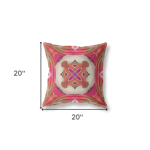 20"x20" Hot Pink Gray Zippered Suede Geometric Throw Pillow