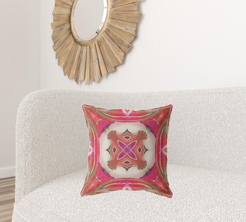 20"x20" Hot Pink Gray Zippered Suede Geometric Throw Pillow