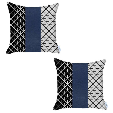 Bohemian Vegan Faux Leather Throw Pillow Set