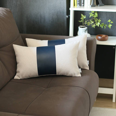 Vegan Faux Leather Detailed Throw Pillow Covers
