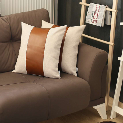 Decorative Bohemian Vegan Faux Leather Throw Pillow Covers