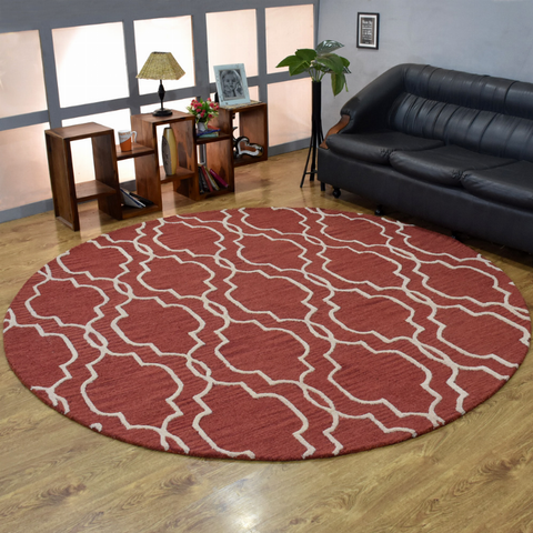 Rugsotic Carpets Hand Tufted Wool Round Area Rug Geometric