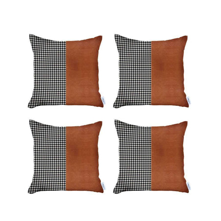 Boho-Chic Vegan Faux Leather Throw Pillow