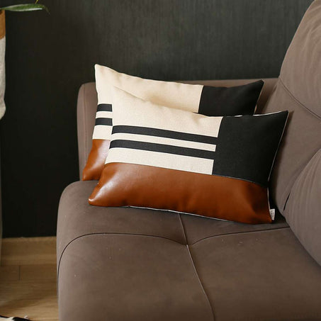 Boho-Chic Vegan Faux Leather Throw Pillow