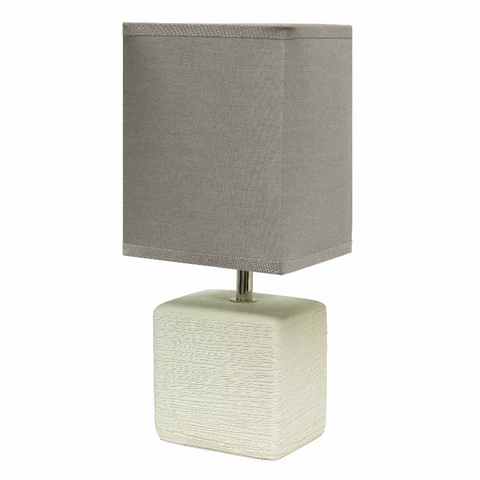 Simple Designs Petite Faux Stone Table Lamp with Fabric Shade