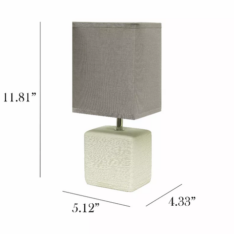 Simple Designs Petite Faux Stone Table Lamp with Fabric Shade