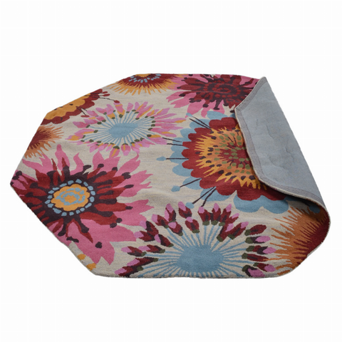 Rugsotic Carpets Hand Tufted Wool Octagon Area Rug Floral