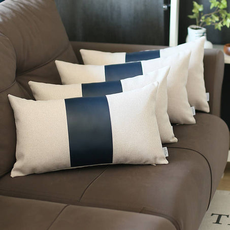 Bohemian Vegan Faux Leather Detailed Throw Pillow