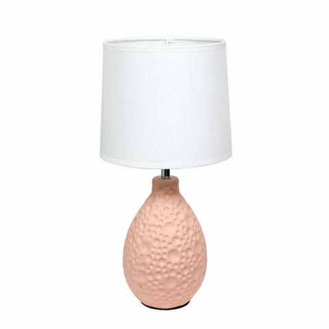 Simple Designs Textured  Stucco Ceramic Oval Table Lamp