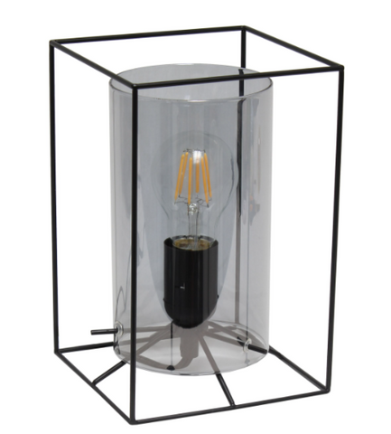 Lalia Home Framed Table Lamp with Cylinder Glass Shade