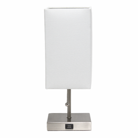 Simple Designs Petite Stick Lamp with USB Charging Port and Fabric Shade
