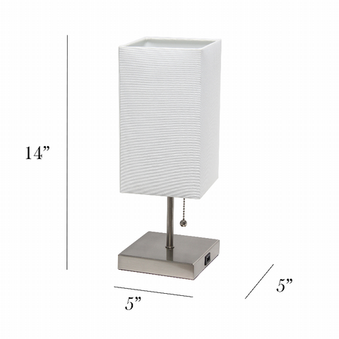Simple Designs Petite Stick Lamp with USB Charging Port and Fabric Shade