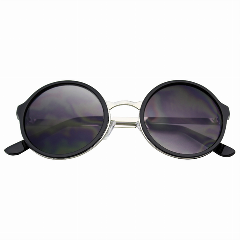 Retro Round Circle Lens Sunglasses Metal Trim