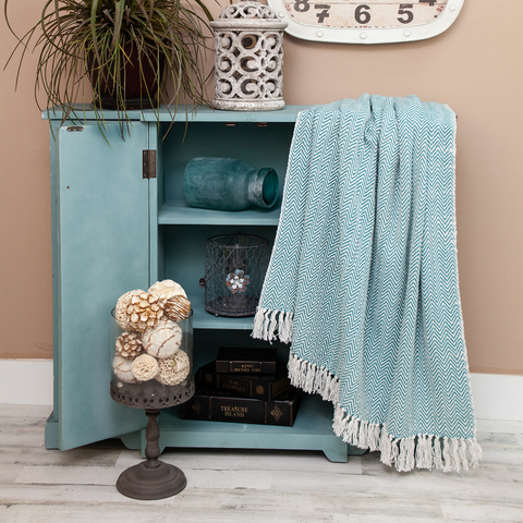 Parkland Collection Isla Transitional HANDLOOMed 52" x 67" Cotton Throw Blanket