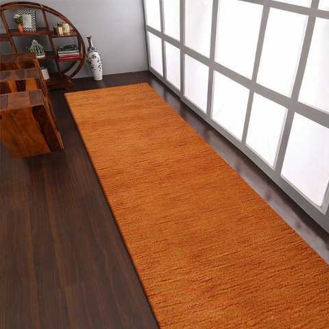 Rugsotic Carpets Hand Knotted Loom Wool Runner Area Rug Solid