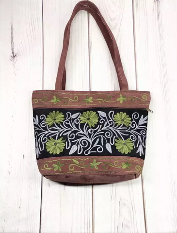 Handmade Suede Embroidered Tote Bag