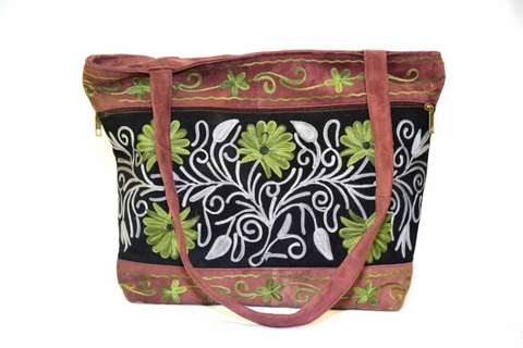 Handmade Suede Embroidered Tote Bag
