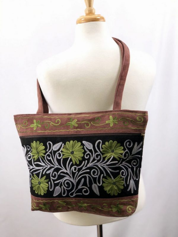 Handmade Suede Embroidered Tote Bag