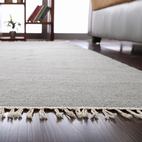 Rugsotic Carpets Hand Woven Flat Weave Kilim Wool Square Area Rug Solid