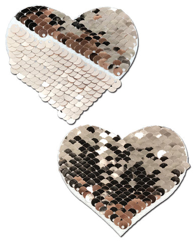 Pastease Rainbow & Silver Glitter Heart Nipple Pasties