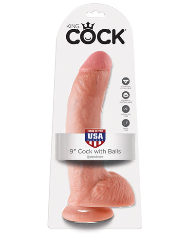 King Cock 9 inches Cock with Balls Tan Dildo