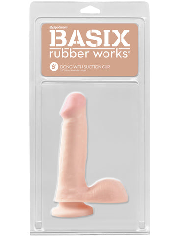 Basix Rubber Works - 6 Inch Dong With Suction Cup