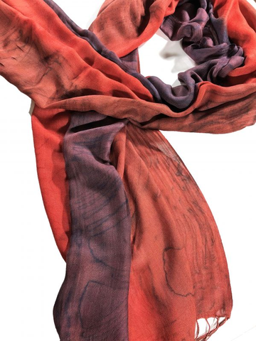 Burgundy  Hand Painted Modal Silk Watercolor Scarf