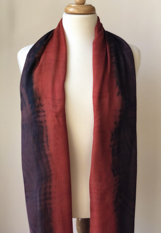 Burgundy  Hand Painted Modal Silk Watercolor Scarf