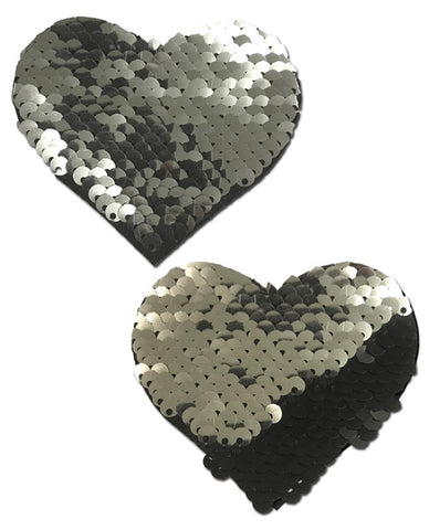 Pastease Rainbow & Silver Glitter Heart Nipple Pasties