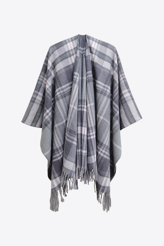 Plaid Fringe Detail Polyester Scarf