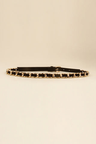 PU Chain Skinny Belt