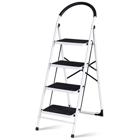 4 Step Folding Ladder with Anti-Slip Pedal Platform 330Lbs Capacity